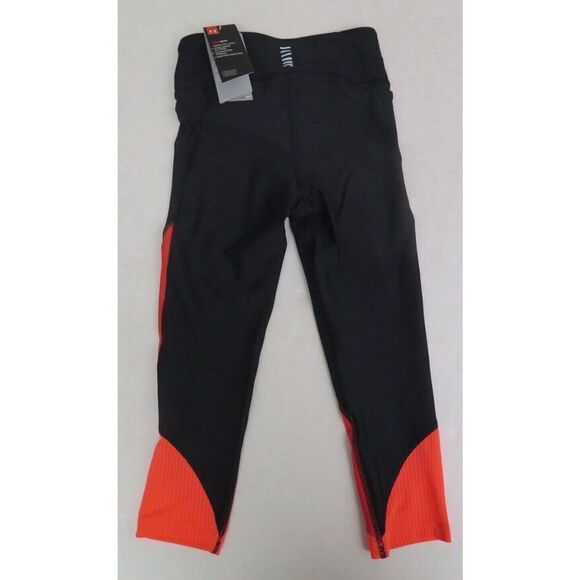 Under Armour 1351181 Women's Sz XS Black/Versa Red Mileage Colorblock Capris - Picture 2 of 5